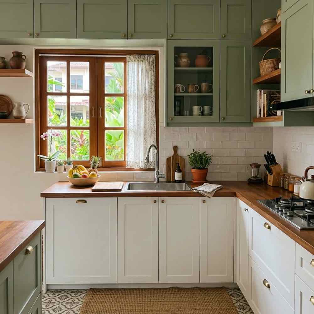 Kitchen cabinets with a sink