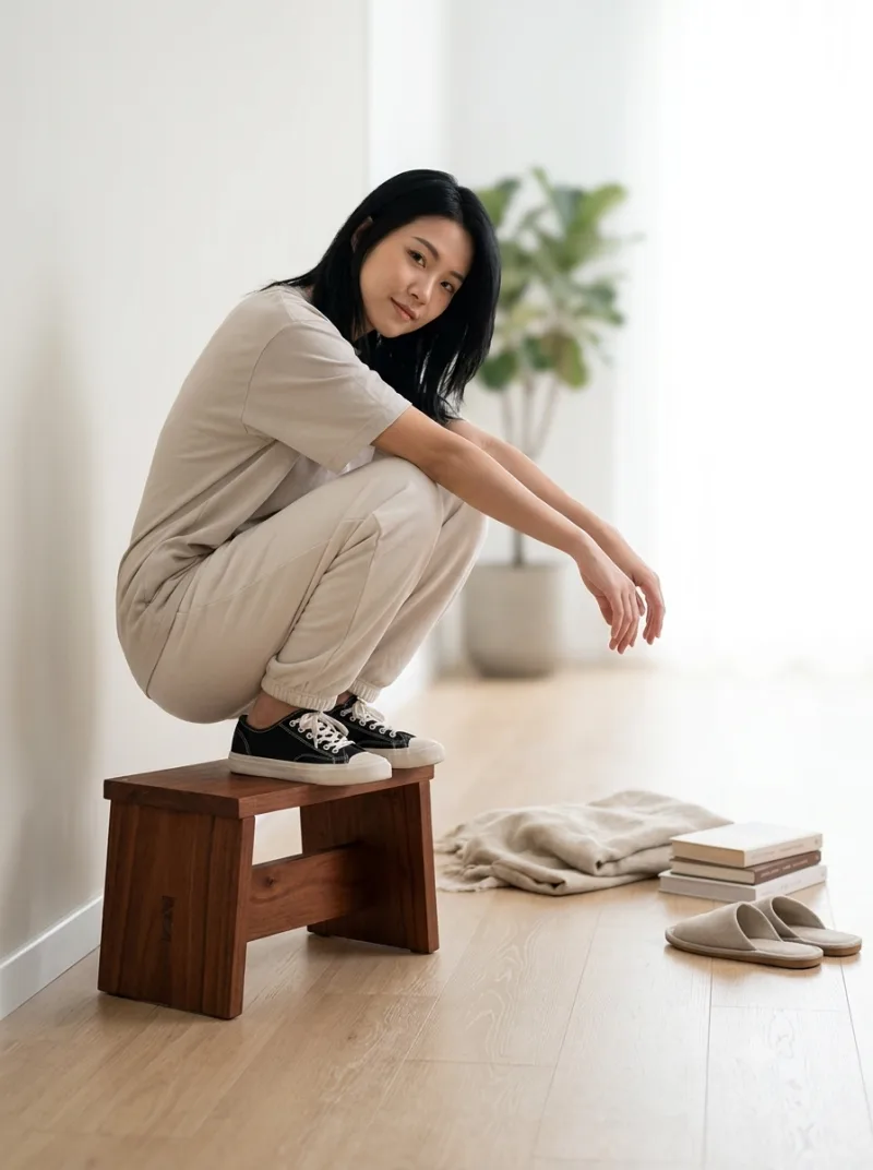 A short wooden stool